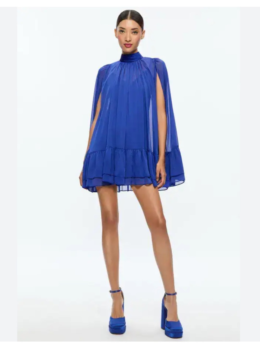 Alice + Olivia Royal Blue Cape Mini Dress